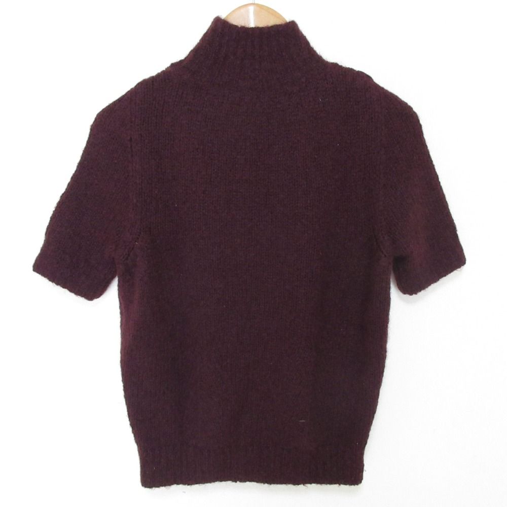 Gucci Tom Ford Era Wool Mohair Blend High Neck Short Sleeve Knit Sweater Bordeaux M — view 2