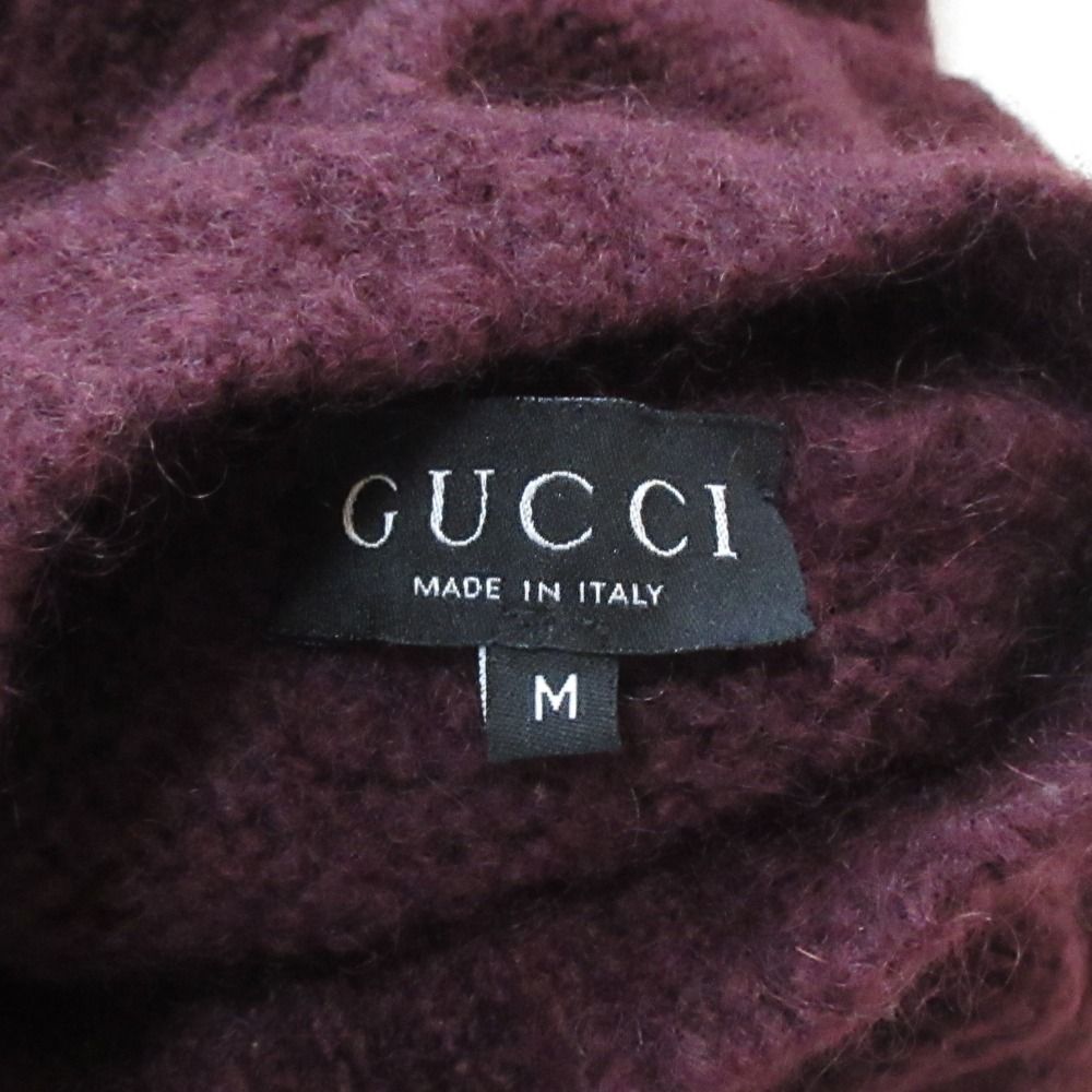 Gucci Tom Ford Era Wool Mohair Blend High Neck Short Sleeve Knit Sweater Bordeaux M — view 5