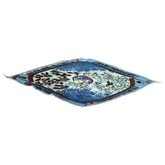 Hermes Pleated Carre 90 Neige D'antan Last Year's Snow Scarf Blue