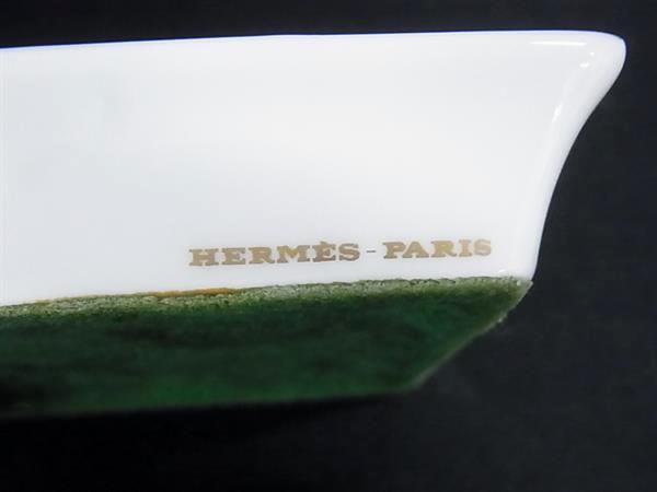 Hermes Toukan Bird Square Plate Dish Tableware Green White — view 3