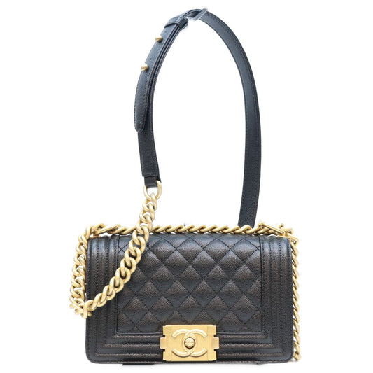 Chanel Black Caviar Gold Boy Bag