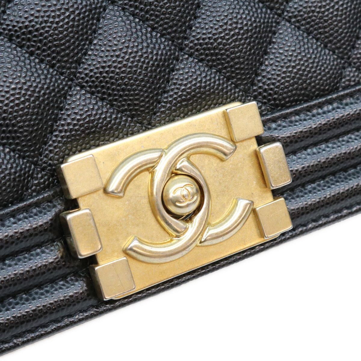 Chanel Black Caviar Gold Boy 25 Bag — view 7