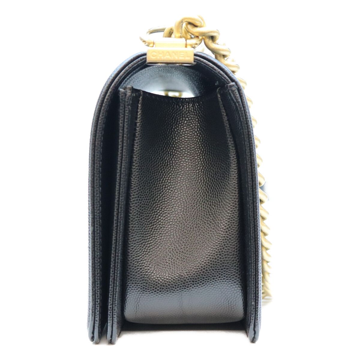 Chanel Black Caviar Gold Boy 25 Bag — view 2
