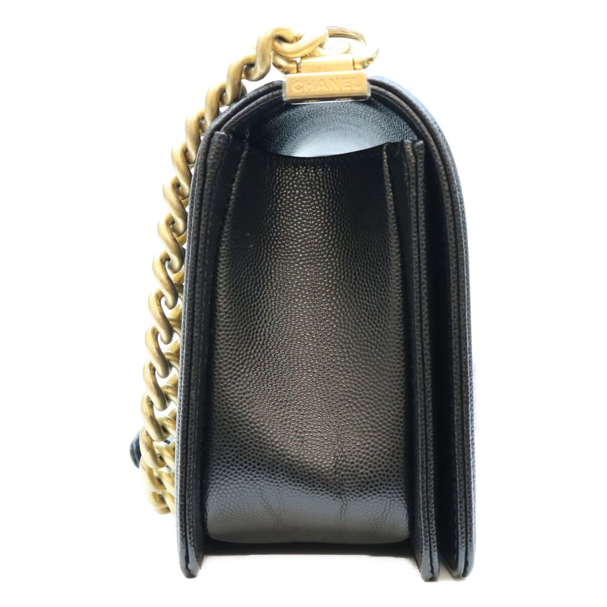 Chanel Black Caviar Gold Boy 25 Bag — view 4