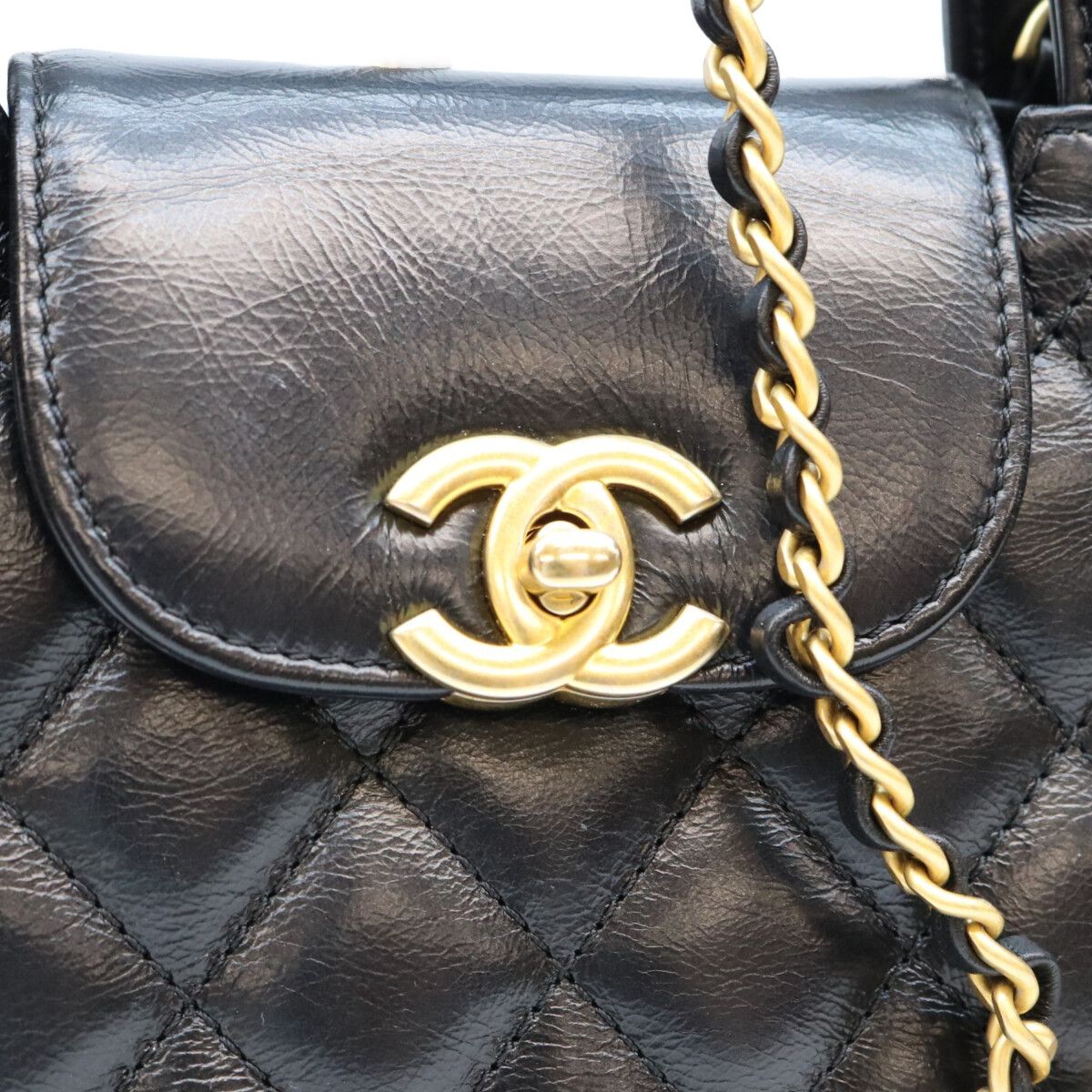 Chanel Black Calfskin Quilted Mini Shopping Shoulder Bag — view 6