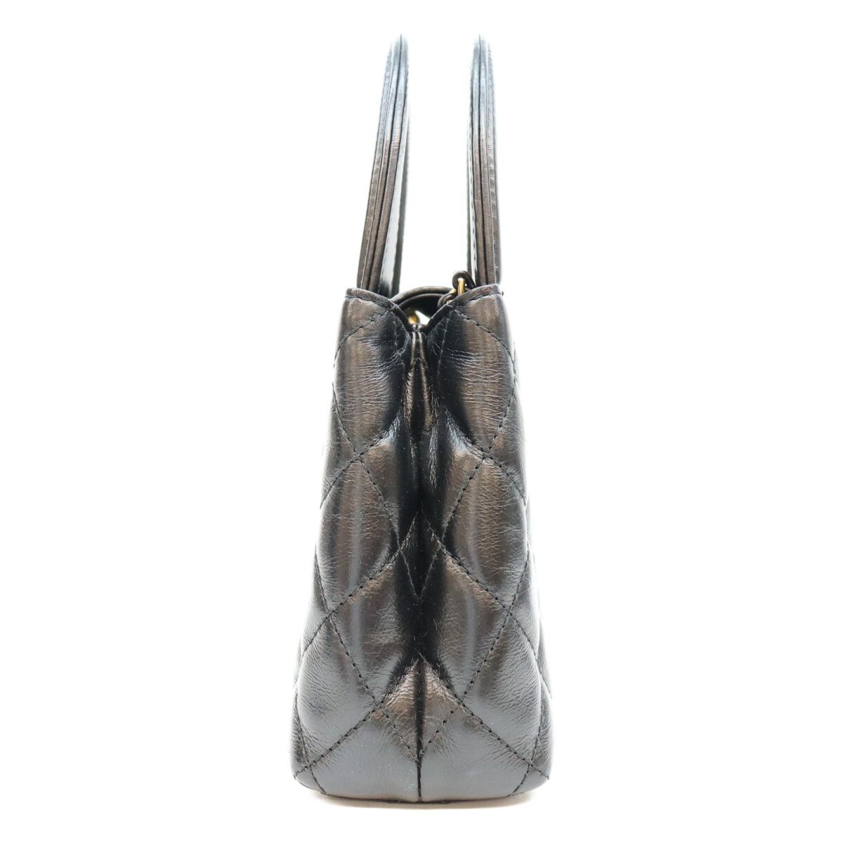 Chanel Black Calfskin Quilted Mini Shopping Shoulder Bag — view 2