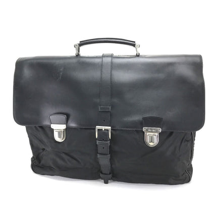 Prada Handle Vintage Nylon Leather Black Handbag