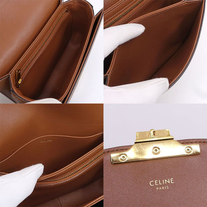 Celine Teen Triomphe Shoulder Bag Canvas Leather Green Brown Gold — view 6