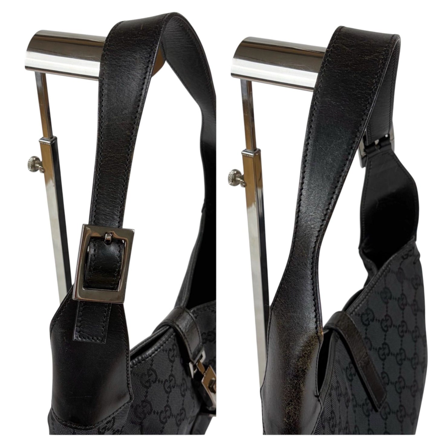 Gucci Jackie Hobo GG Canvas Black Line Shoulder Bag — view 6