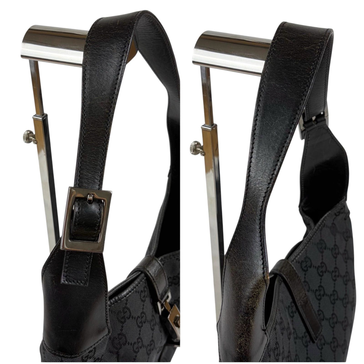 Gucci Jackie Hobo GG Canvas Black Line Shoulder Bag — view 6