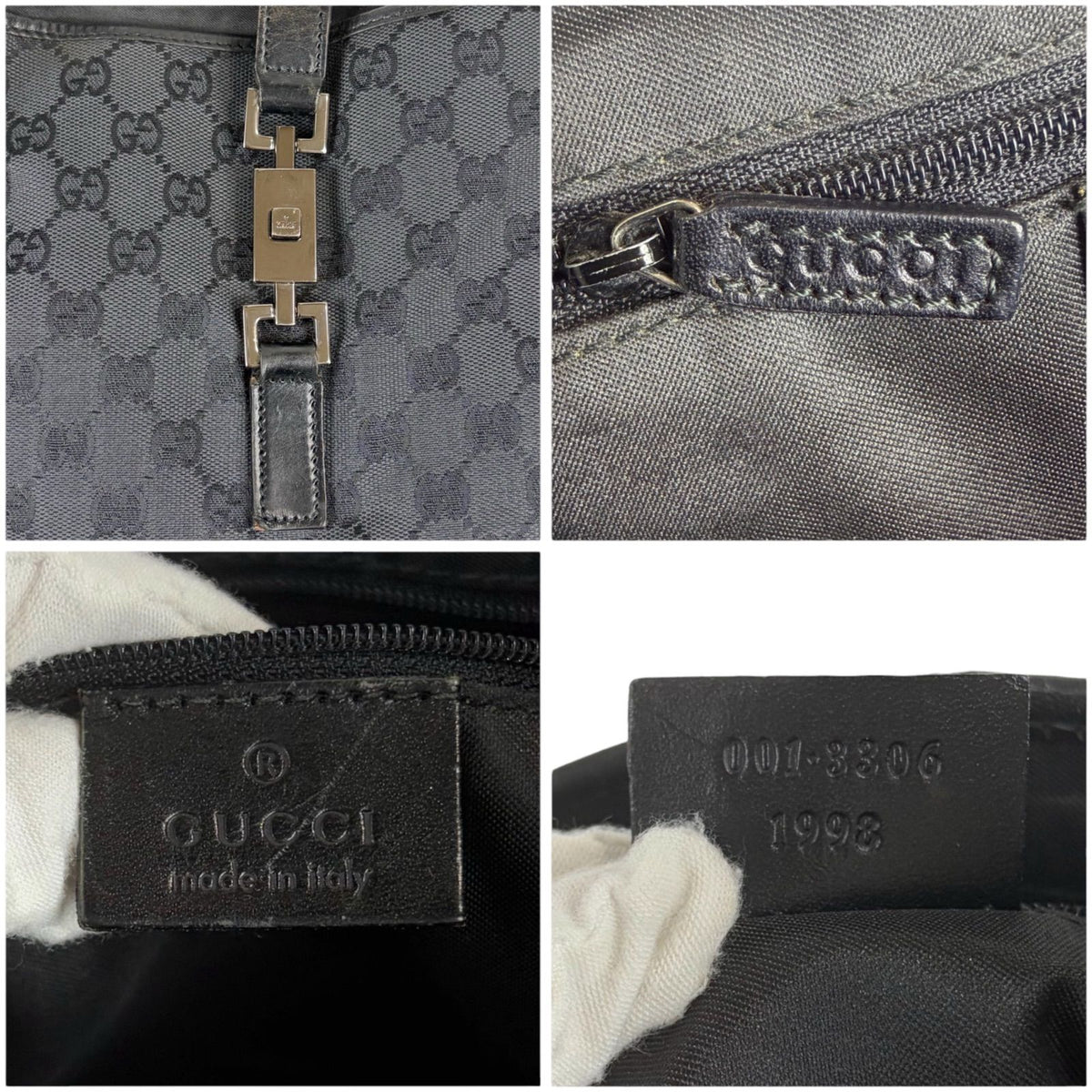 Gucci Jackie Hobo GG Canvas Black Line Shoulder Bag — view 7