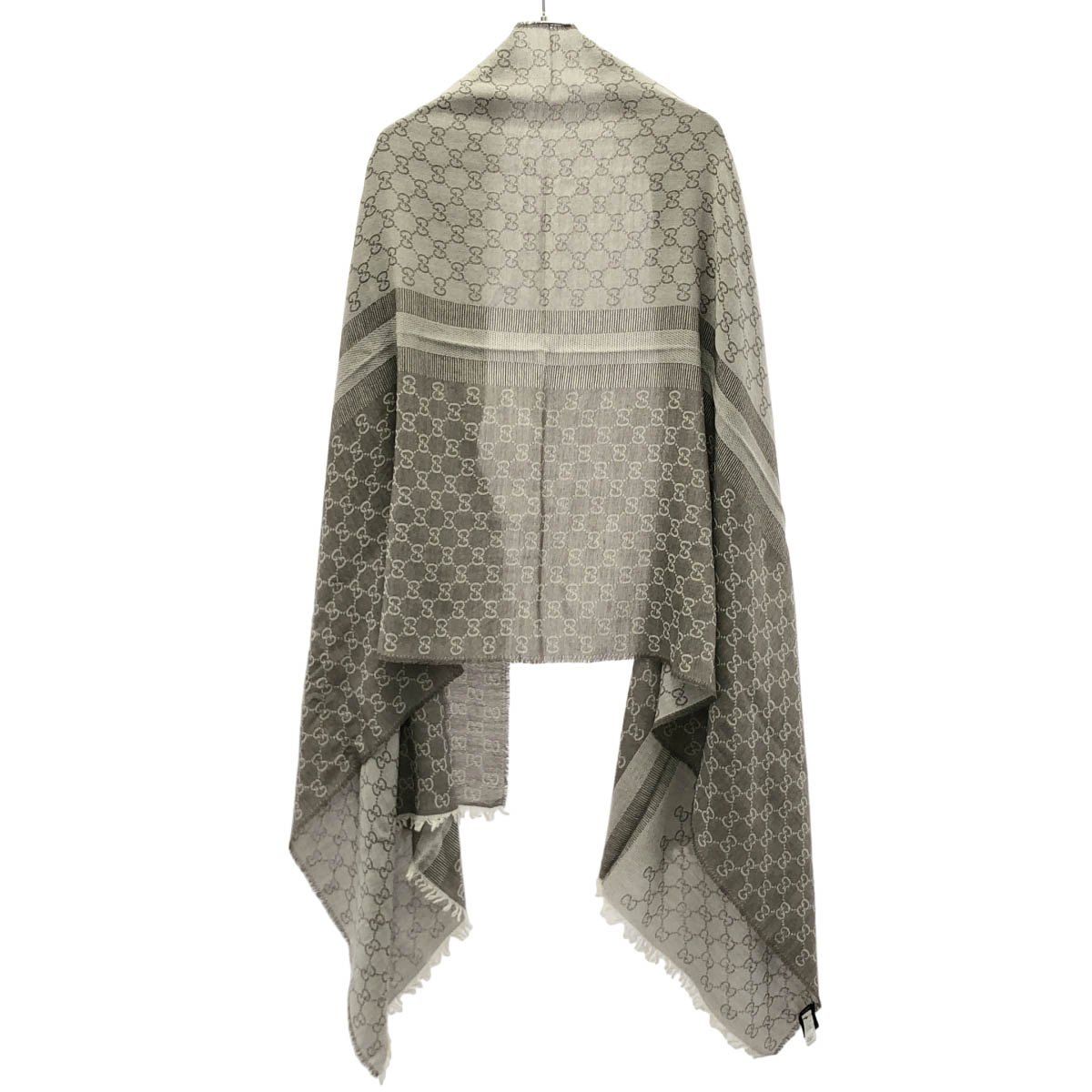 Gucci Wool Silk GG Shawl Gray Scarf — view 2