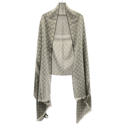 Gucci Wool Silk GG Shawl Gray Scarf