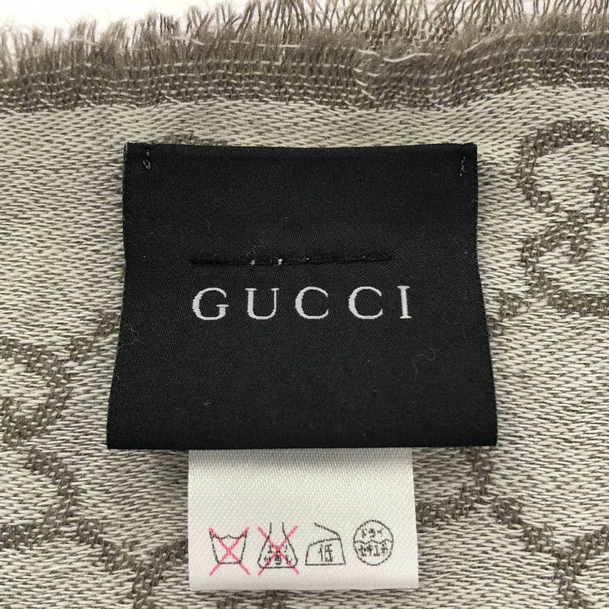 Gucci Wool Silk GG Shawl Gray Scarf — view 3