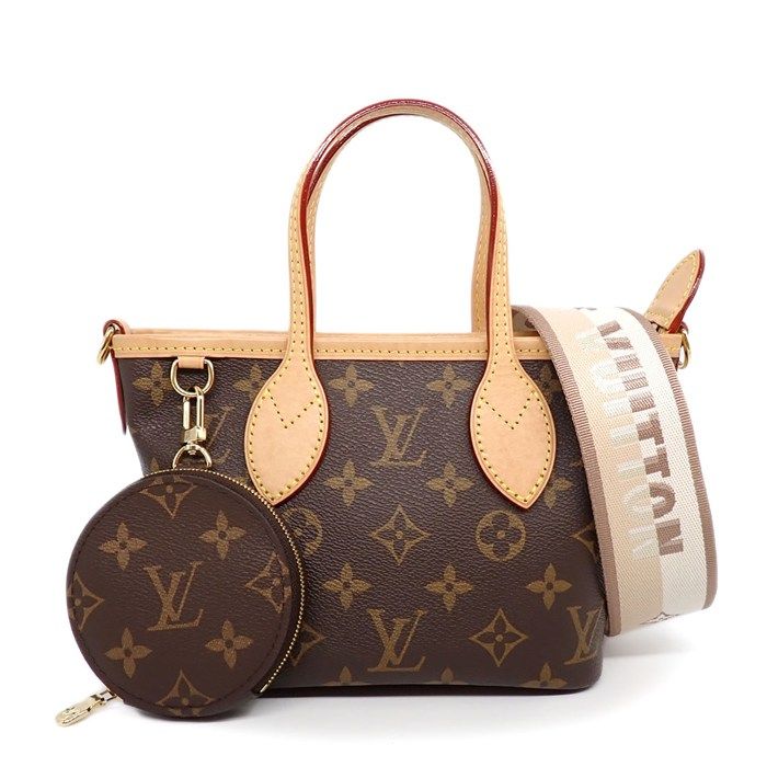 Louis Vuitton Shoulder Bag Neverfull BB Brown Beige Monogram Canvas Vachetta