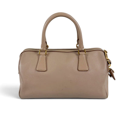 Prada Triangle Logo 2-Way Top Handle Trial Patch Top Satchel Saffiano Leather — view 3