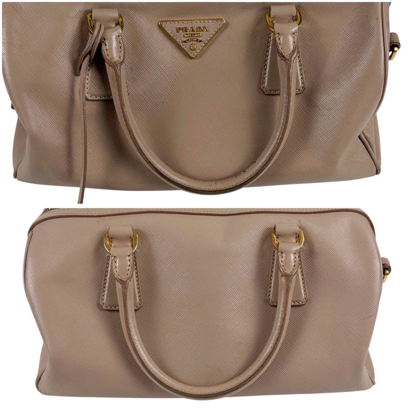 Prada Triangle Logo 2-Way Top Handle Trial Patch Top Satchel Saffiano Leather — view 6