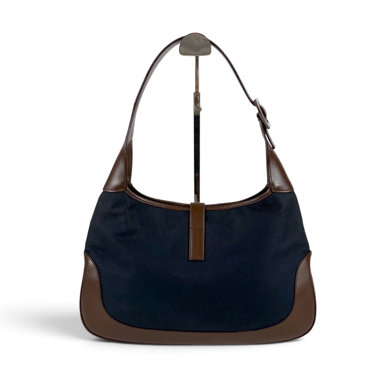 Gucci Jackie Canvas Hobo Line Shoulder Bag Sherry Brown Navy — view 2