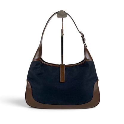Gucci Jackie Canvas Hobo Line Shoulder Bag Sherry Brown Navy — view 2
