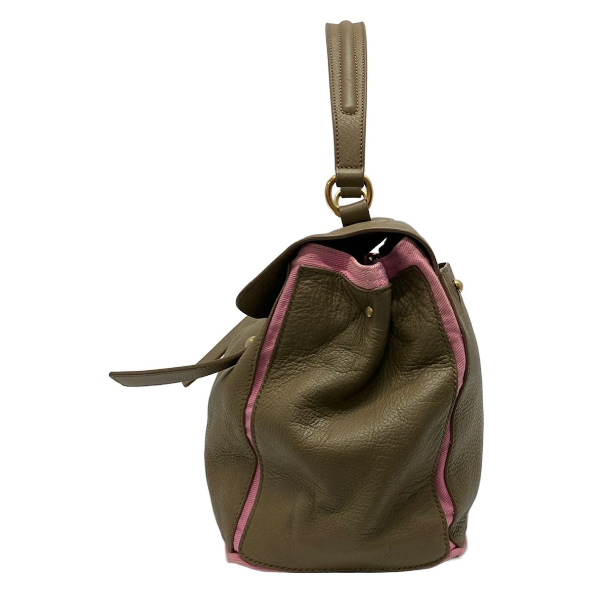 Saint Laurent Rive Gauche Handle Muse to Light Brown Leather Handbag — view 4