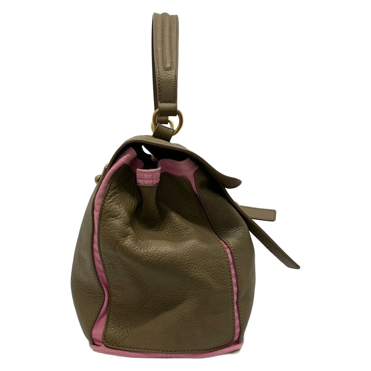 Saint Laurent Rive Gauche Handle Muse to Light Brown Leather Handbag — view 2