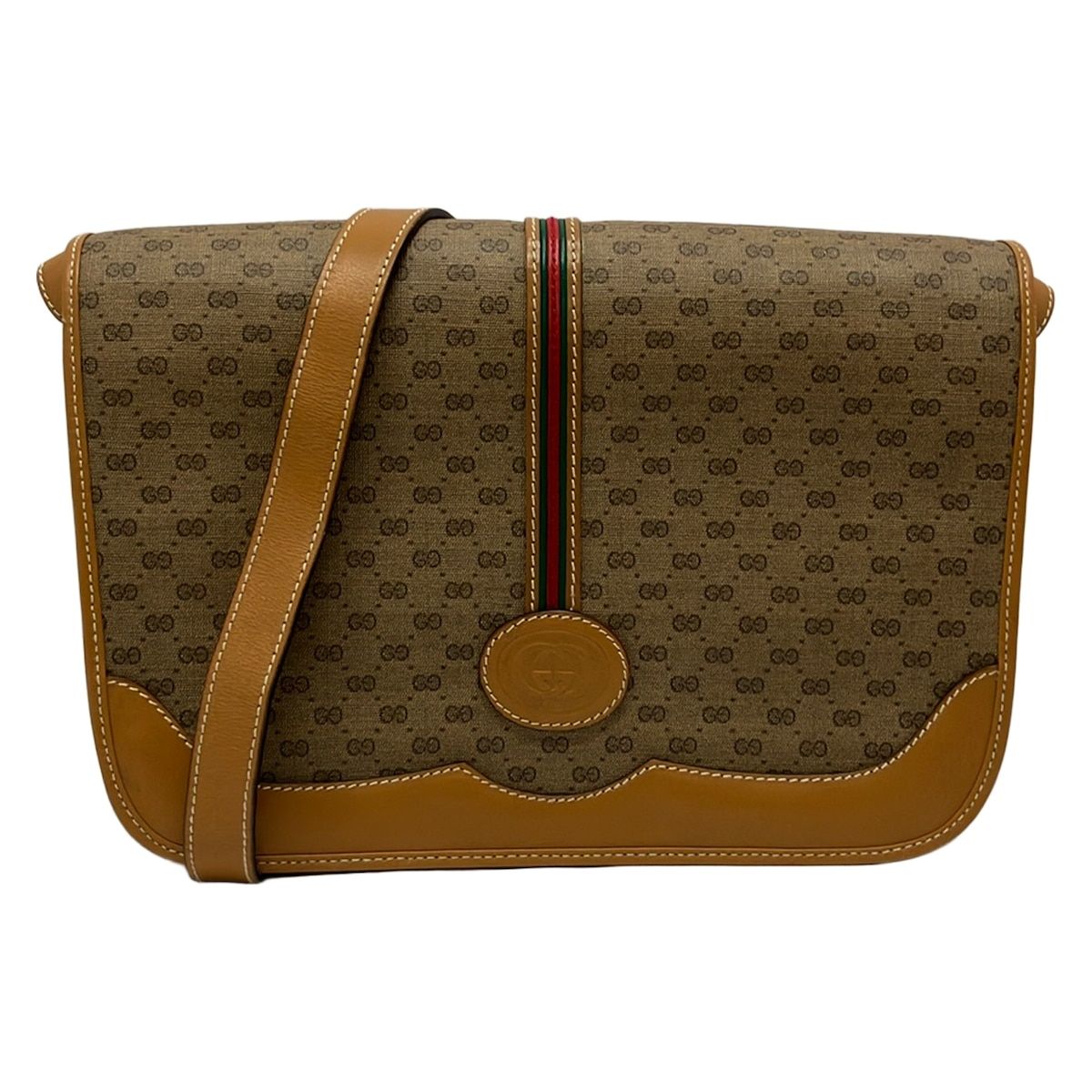 Gucci Shoulder Bag Vintage Beige Leather