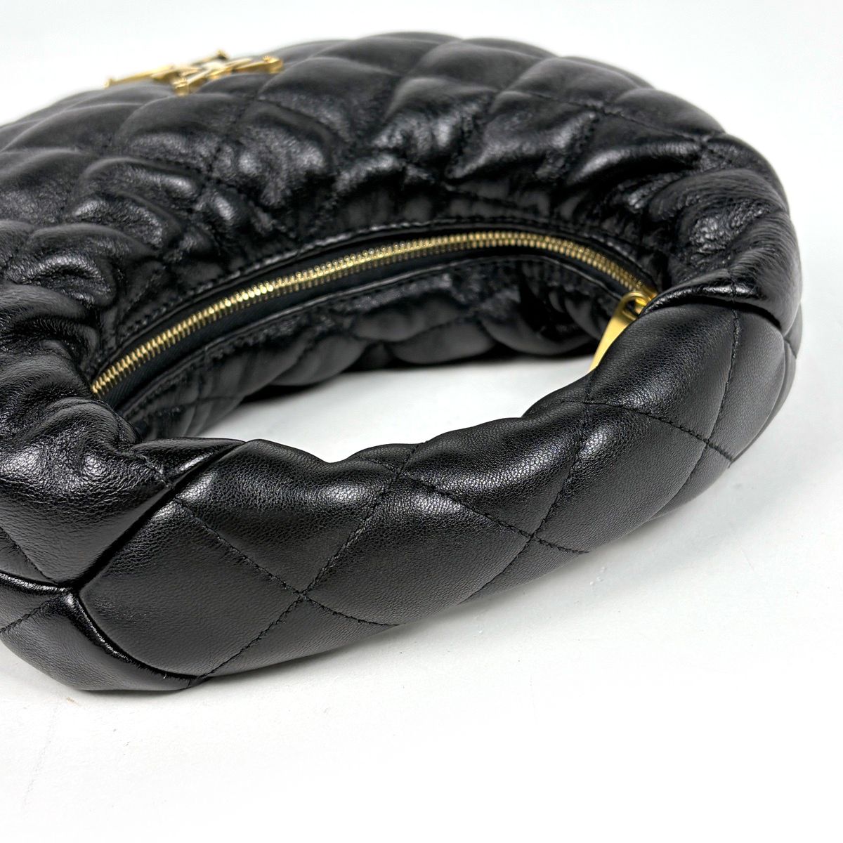 Saint Laurent Icarino Quilted Handle Leather Black Handbag — view 6
