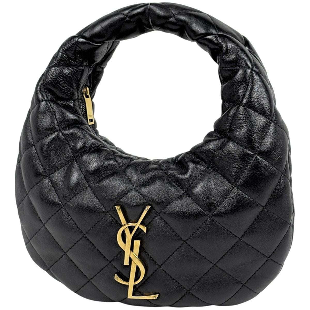 Saint Laurent Icarino Quilted Handle Leather Black Handbag