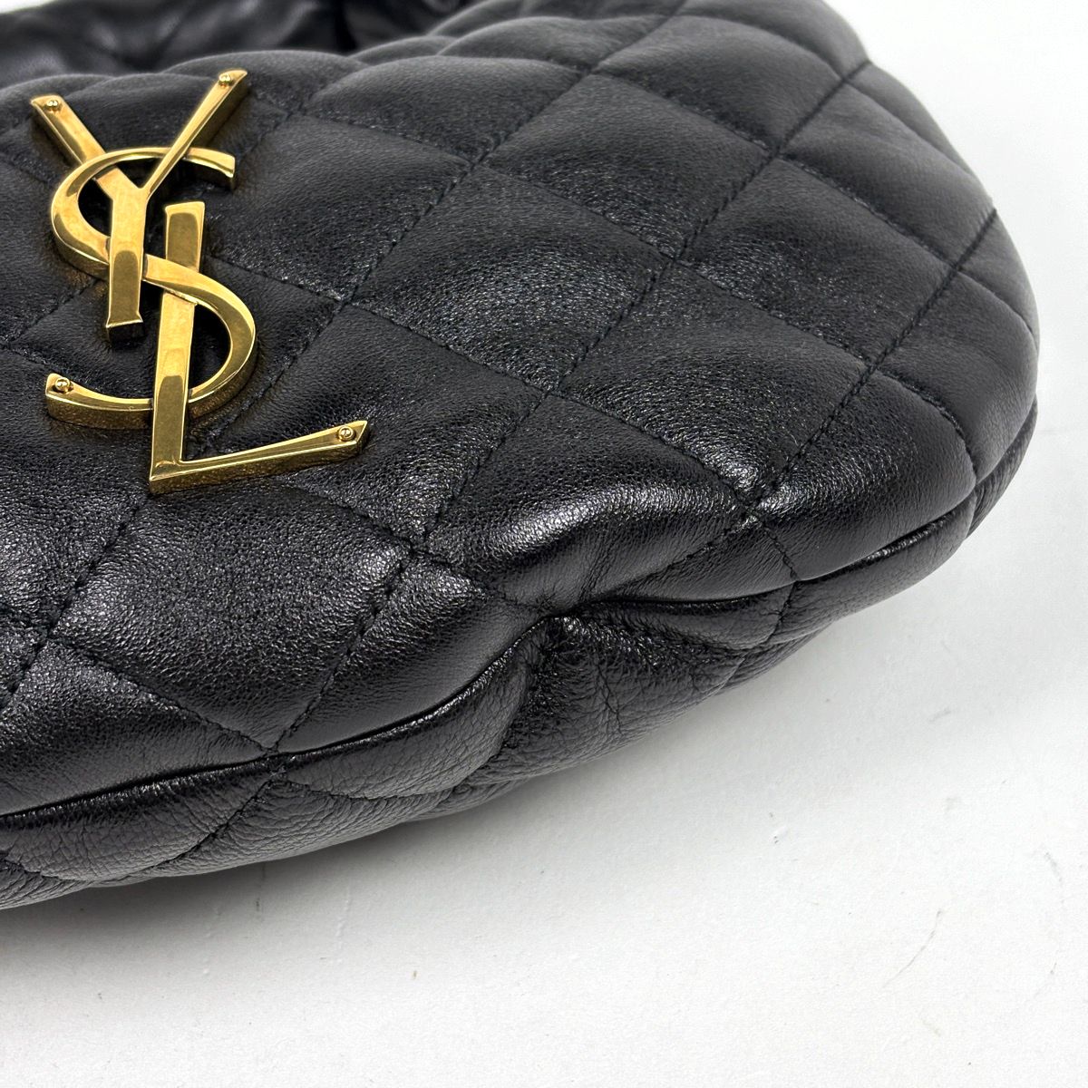 Saint Laurent Icarino Quilted Handle Leather Black Handbag — view 4