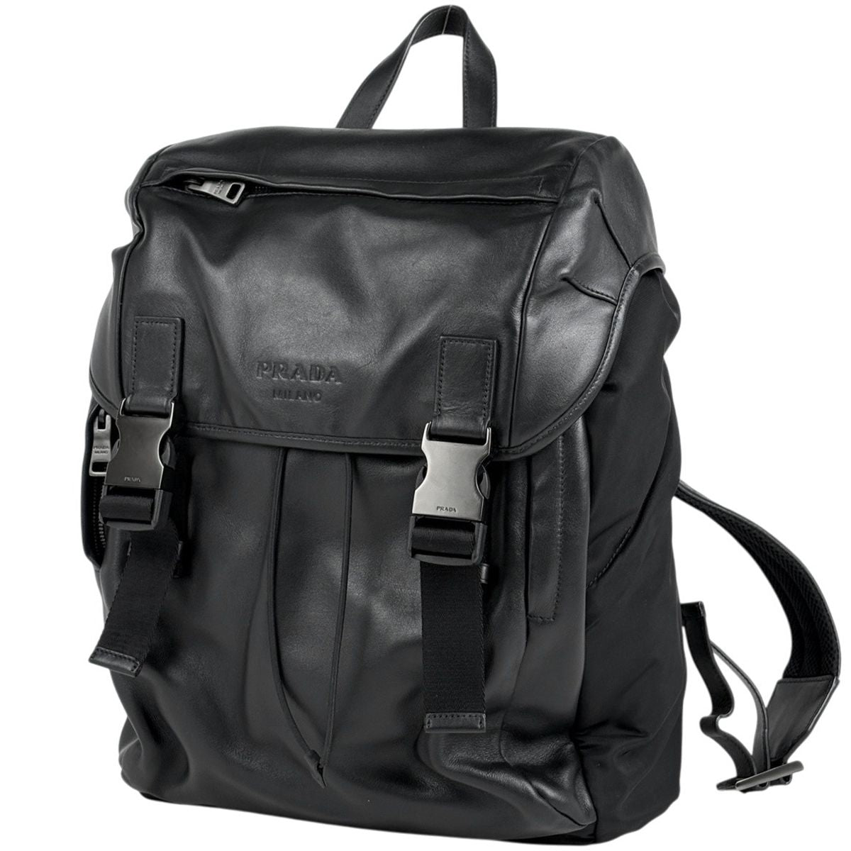 Prada Logo Backpack Tessuto Nylon Nero