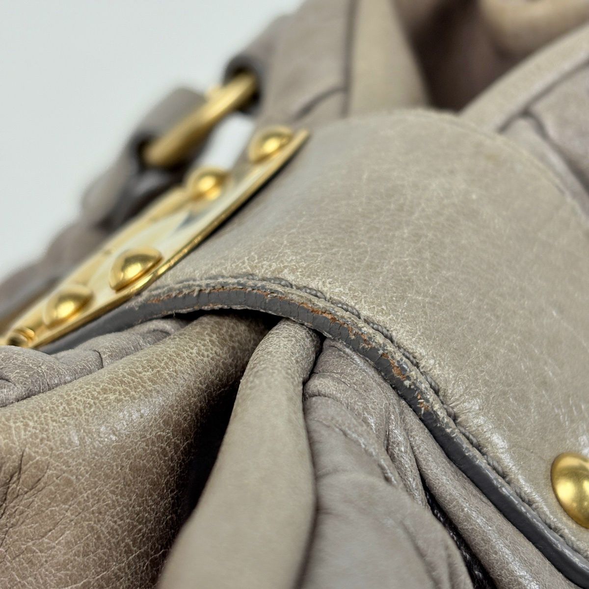 Miu Miu Matelasse Handle 2-Way Leather Gray Handbag — view 4