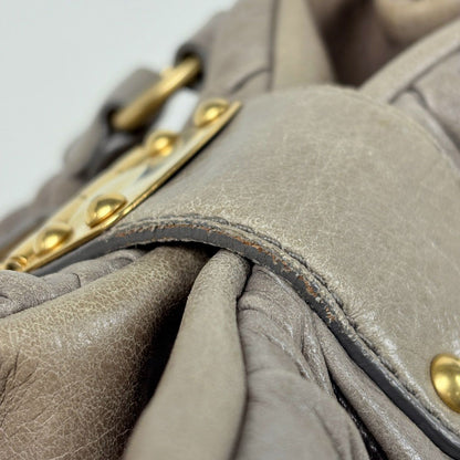 Miu Miu Matelasse Handle 2-Way Leather Gray Handbag — view 4