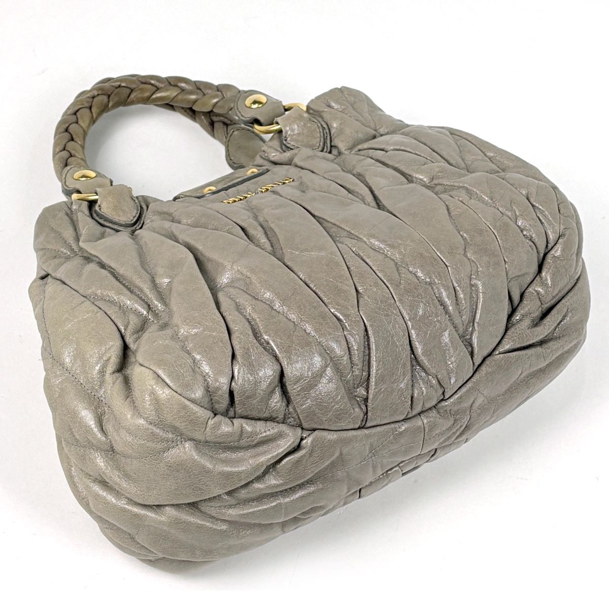 Miu Miu Matelasse Handle 2-Way Leather Gray Handbag — view 2
