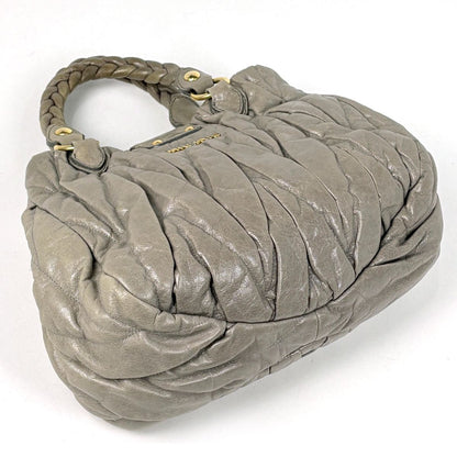 Miu Miu Matelasse Handle 2-Way Leather Gray Handbag — view 2
