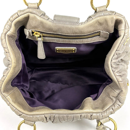 Miu Miu Matelasse Handle 2-Way Leather Gray Handbag — view 8