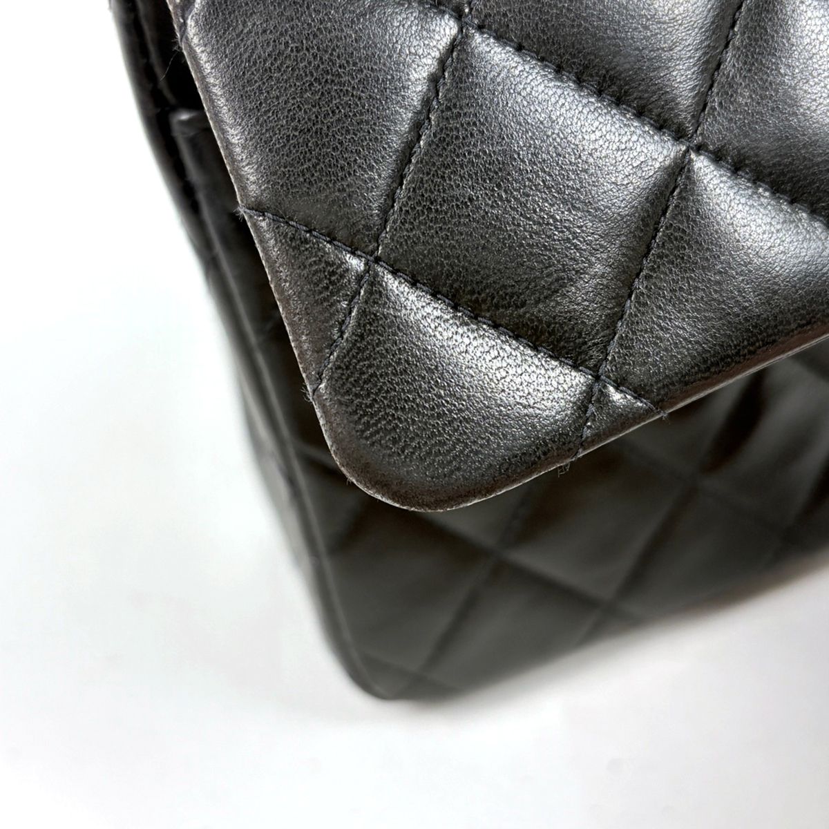 Chanel Quilted Double Flap Chain Shoulder Bag CC Logo Leather Black — view 6