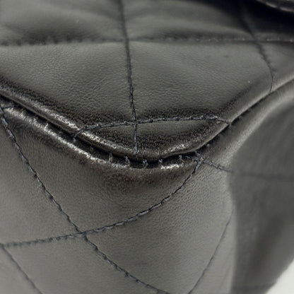 Chanel Quilted Double Flap Chain Shoulder Bag CC Logo Leather Black — view 3