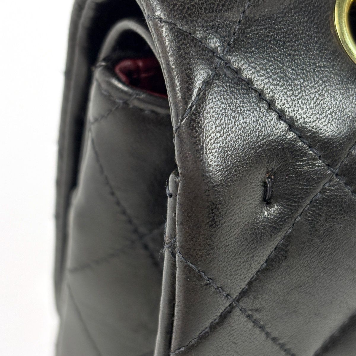 Chanel Quilted Double Flap Chain Shoulder Bag CC Logo Leather Black — view 5