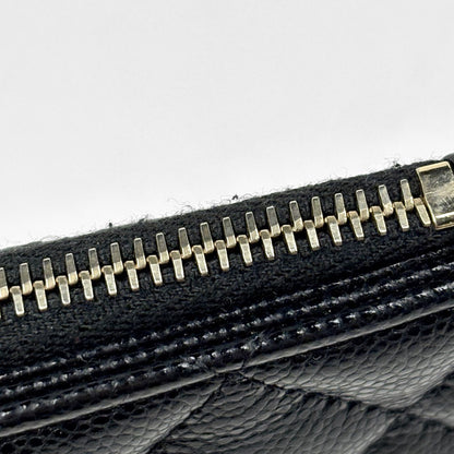 Chanel CC Logo Coin Purse Card Case Quilted Caviar Leather Black AP — view 4
