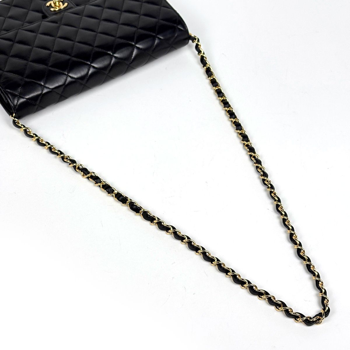 Chanel Quilted Single Flap Chain Shoulder Bag CC Logo Leather Black — view 7