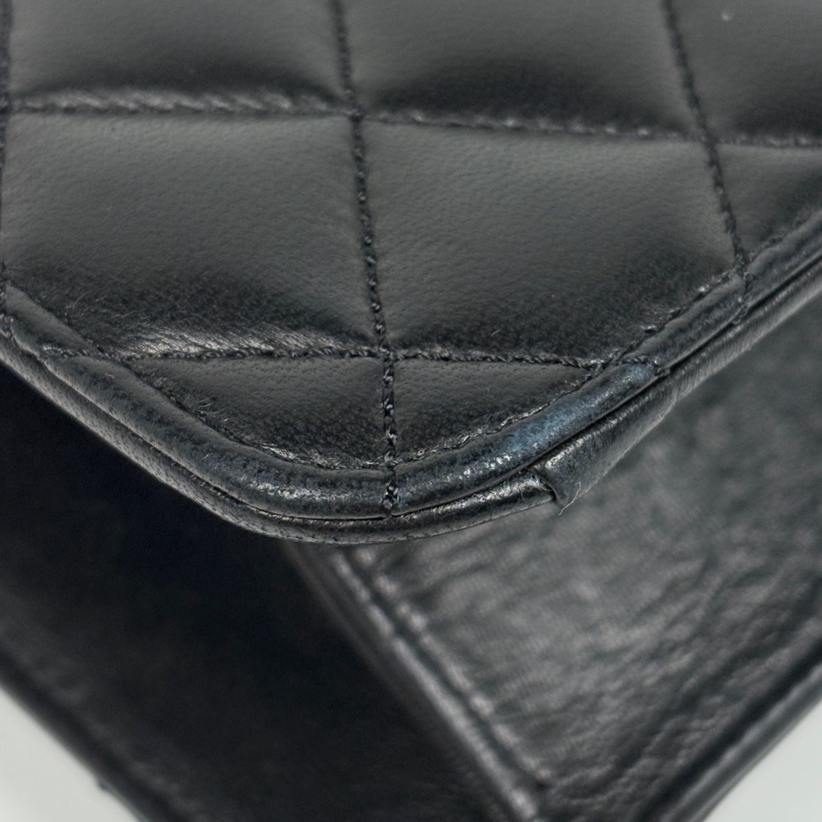 Chanel Quilted Single Flap Chain Shoulder Bag CC Logo Leather Black — view 3