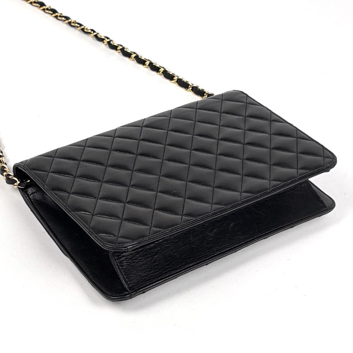 Chanel Quilted Single Flap Chain Shoulder Bag CC Logo Leather Black — view 2