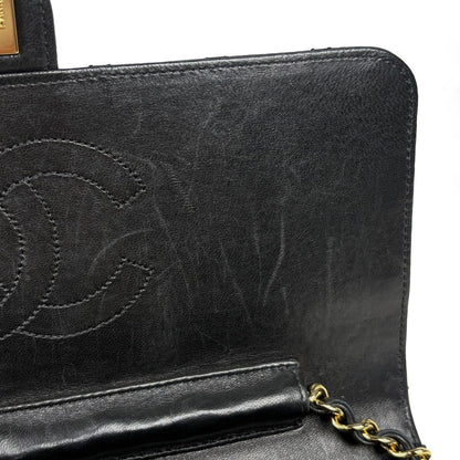 Chanel Quilted Single Flap Chain Shoulder Bag CC Logo Leather Black — view 8