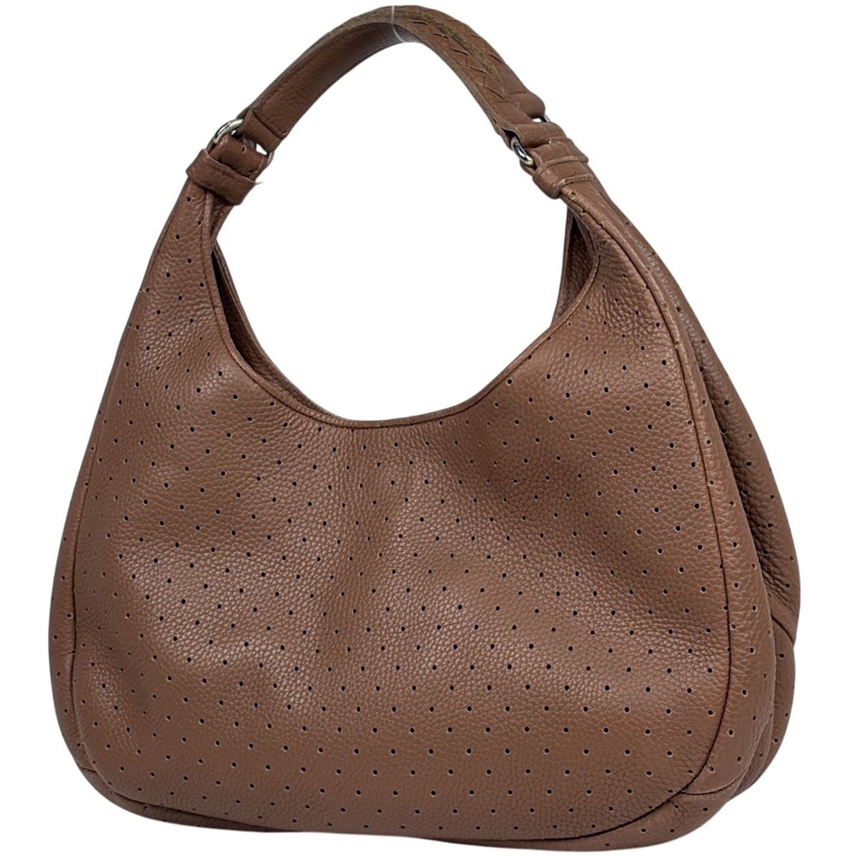 Bottega Veneta Intrecciato Shoulder Bag Perforated Leather Brown