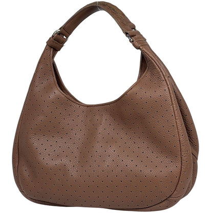Bottega Veneta Intrecciato Shoulder Bag Perforated Leather Brown