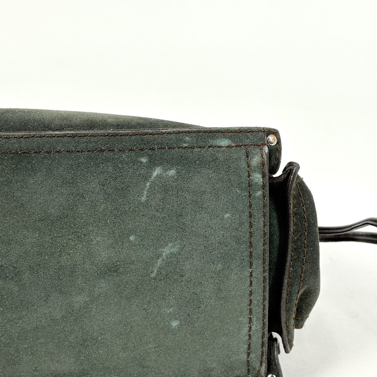 Loewe Anagram Shoulder Bag Suede Green Brown — view 3