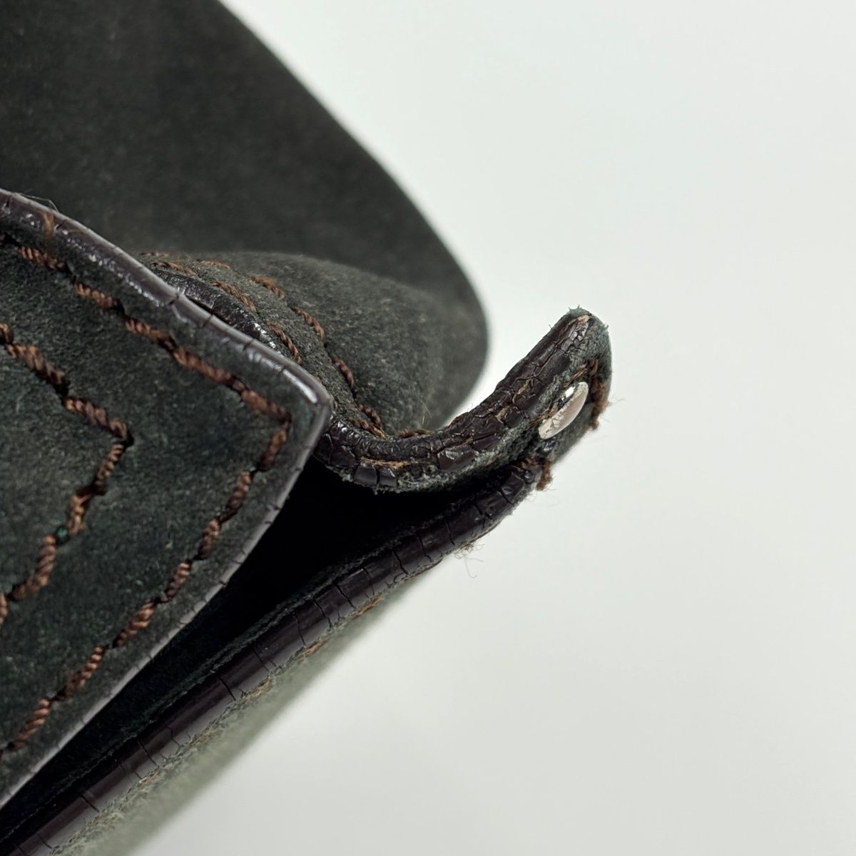 Loewe Anagram Shoulder Bag Suede Green Brown — view 4
