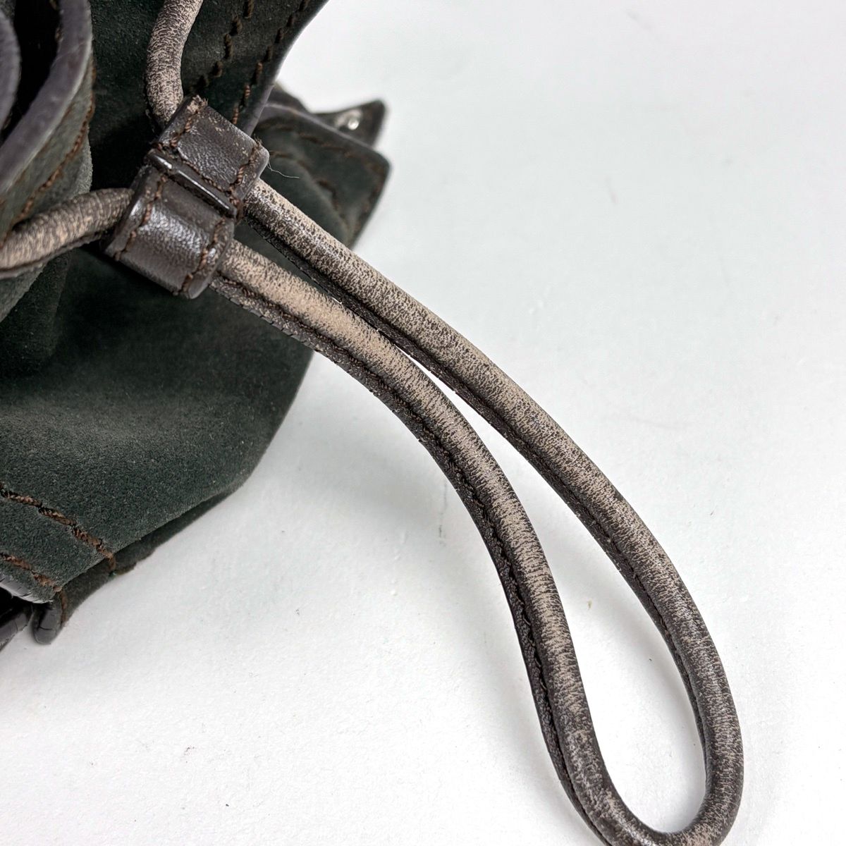 Loewe Anagram Shoulder Bag Suede Green Brown — view 6