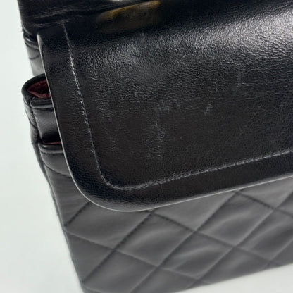 Chanel Quilted Double Flap Chain Shoulder Bag CC Logo Leather Black — view 7