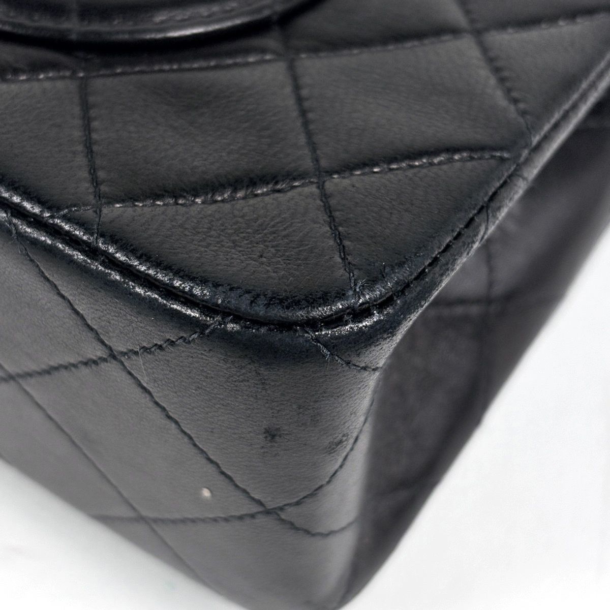 Chanel Quilted Double Flap Chain Shoulder Bag CC Logo Leather Black — view 3
